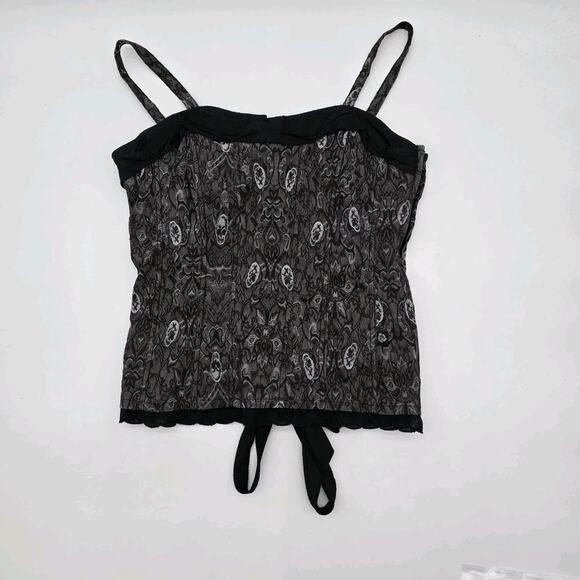 Tripp NYC Shirt Womens Medium Purple Black Tank Corset Skull Brocade - Picture 1 of 13